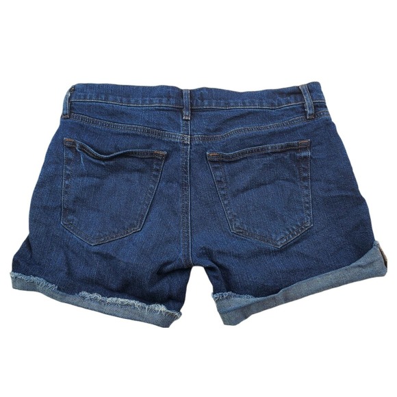 CC - Ann Taylor Loft Womens Shorts 0 Denim Blue Jean Mid Rise Dark Wash Stretch - Picture 2 of 7